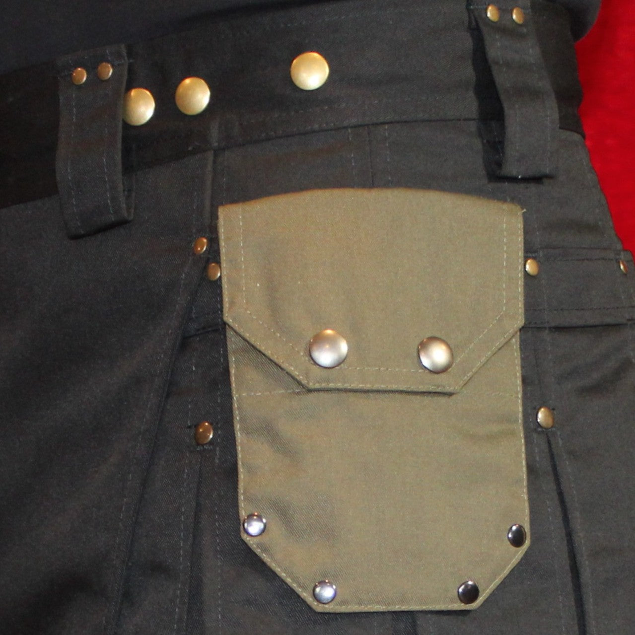 Olive Riveted Pocket