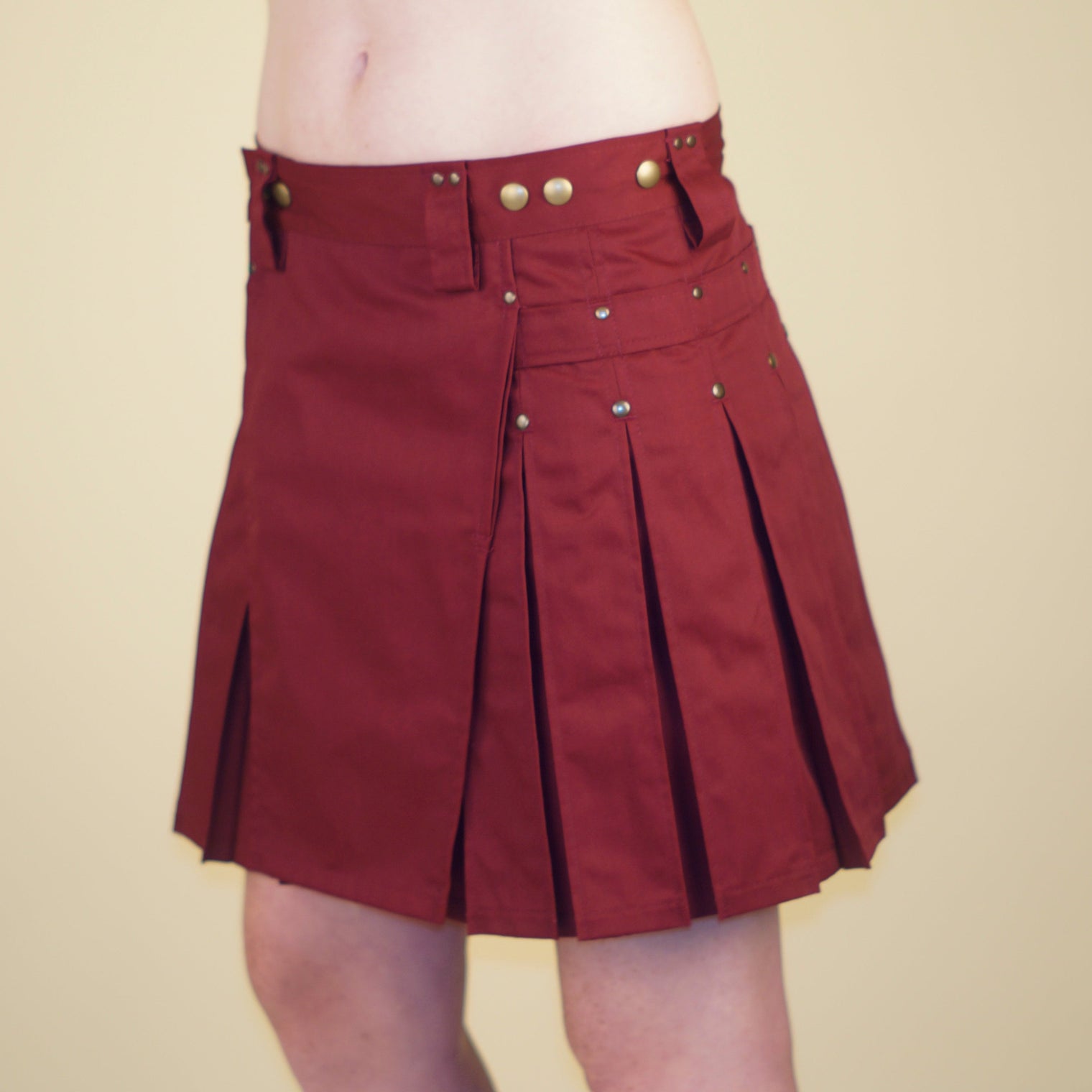 burgundy kilt for women 17 inches in length