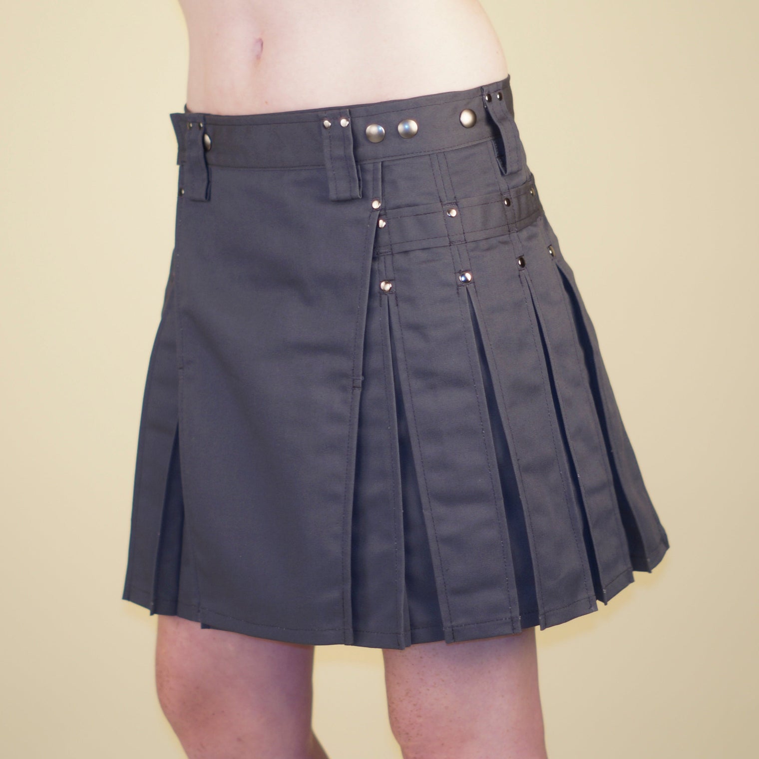 gray kilt for women 15 inches long