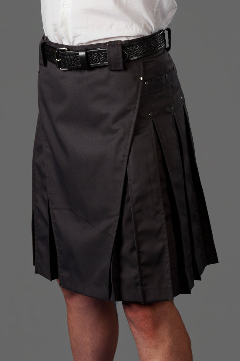 men's grey poly cotton twill blend kilt