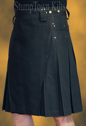 men's black cotton canvas duck kilt 