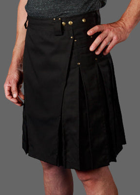 men's black poly cotton twill blend kilt