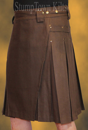 men's brown cotton canvas duck kilt