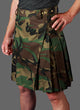 men's camouflage kilt with antique brass hardware