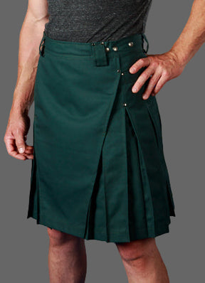 men's forest green poly cotton kilt