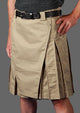 men's khaki kilt with gunmetal hardware