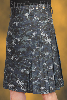 men's navy digital cotton ripstop kilt