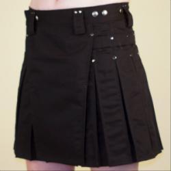 StumpTown Kilts Black Kilts for Women with Gun Metal Hardware